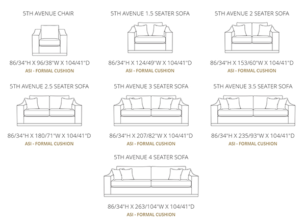 Gascoigne 5th Avenue Size Guide